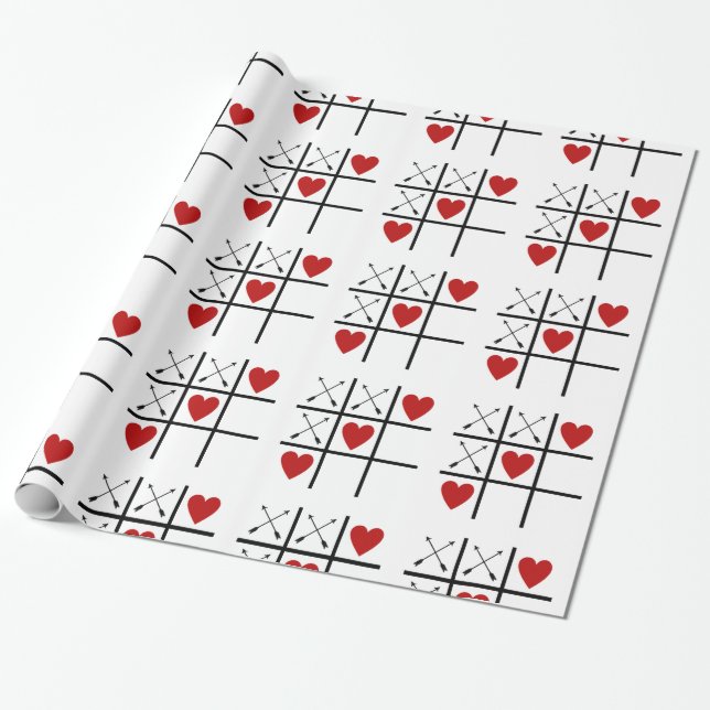 Hearts Tic Tac Toe Geschenkpapier (Ungerollt)