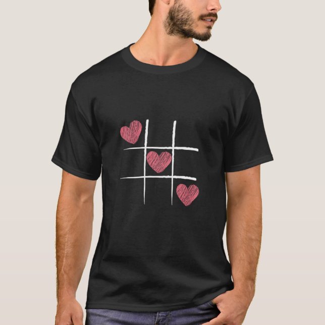 Hearts Tic Tac Toe Present for Valentines Couples  T-Shirt (Vorderseite)