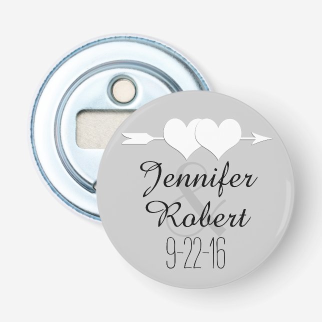 Hearts und Arrow Wedding Bottle Opener Flaschenöffner (Vorderseite)