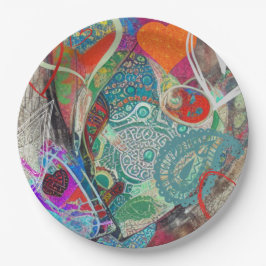 Hearts und Paisley Pappteller