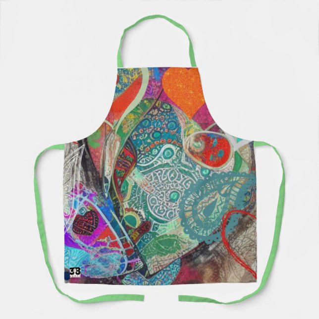 Hearts und Paisley Schürze (Vorderseite)