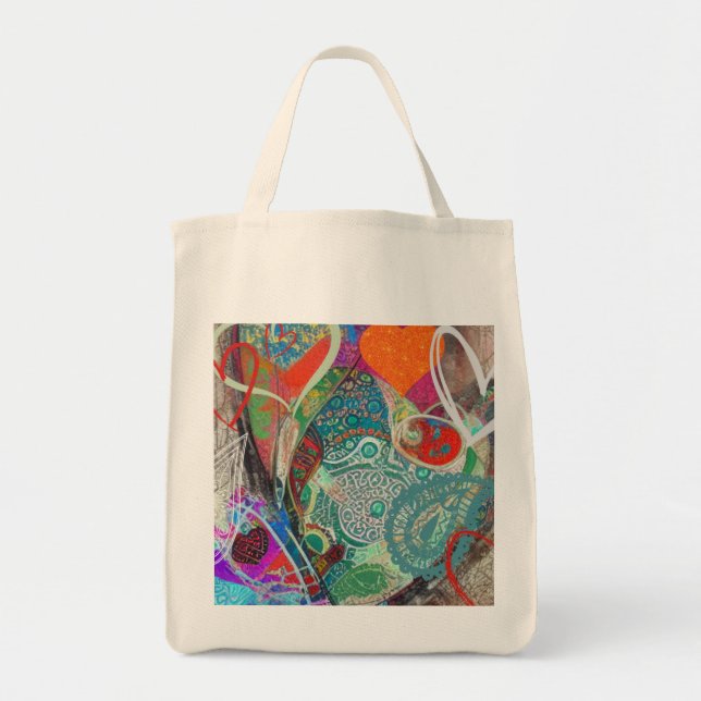 Hearts und Paisley Tragetasche (Vorne)