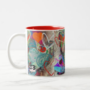 Hearts und Paisley Zweifarbige Tasse