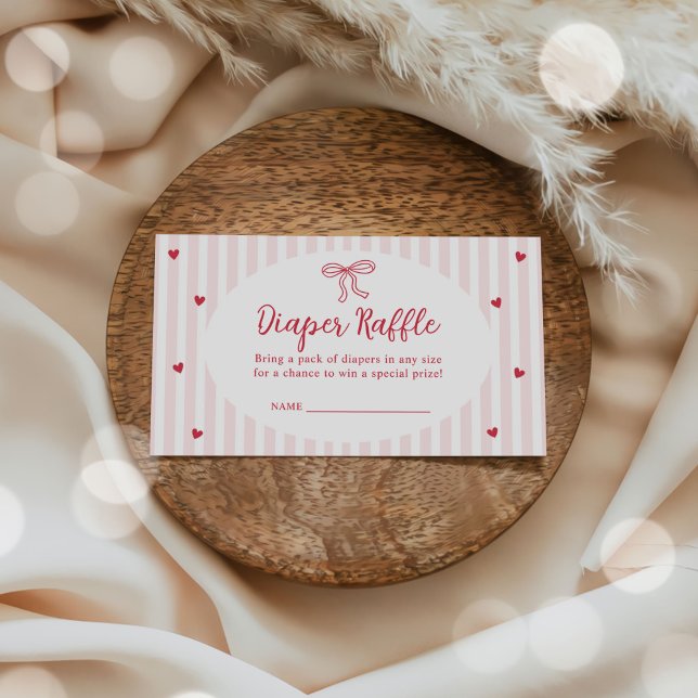 Hearts Valentine Baby Shower Diaper Raffle Tickets Begleitkarte (Von Creator hochgeladen)