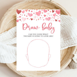 Hearts Valentine Baby Shower Zeichne das Baby Game Einladung