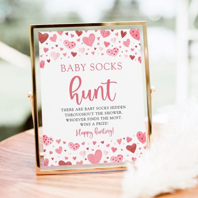 Hearts Valentine Baby Socks Hunt Baby Showspiel Poster (Von Creator hochgeladen)