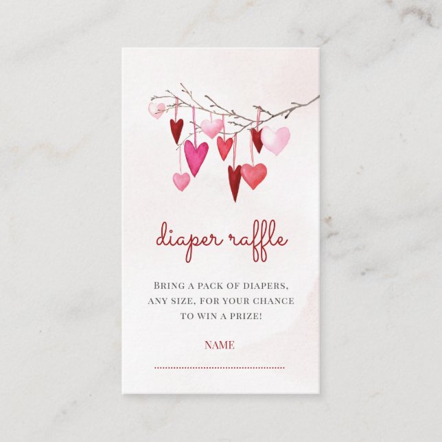 Hearts Valentine Girl Dusche Windeln Windeln Raffe Begleitkarte (Vorderseite)