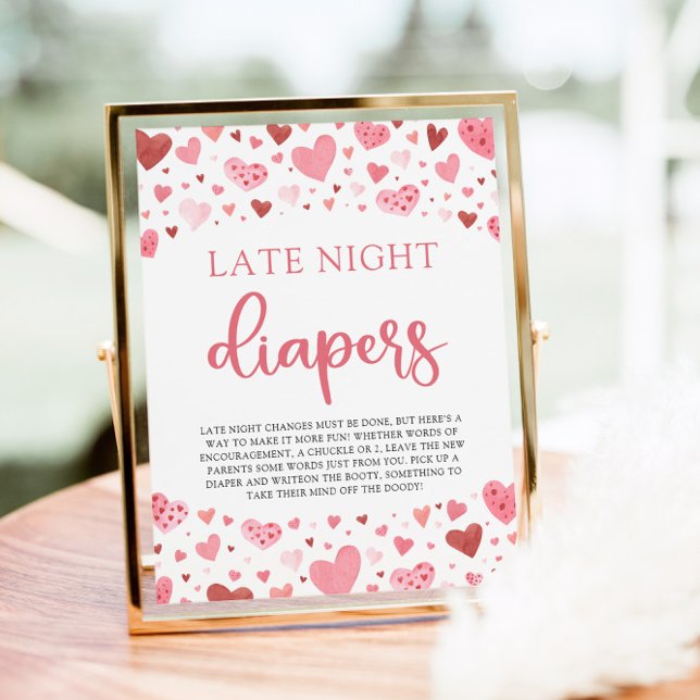 Hearts Valentine Spate Night Diapers Baby Dusche Poster (Von Creator hochgeladen)