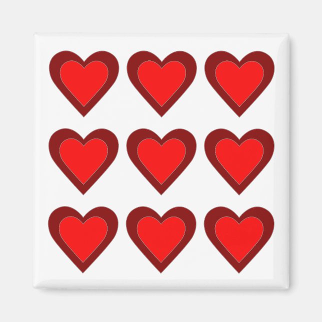 Hearts Valentinstag Red Burgundy Magnet (Vorne)