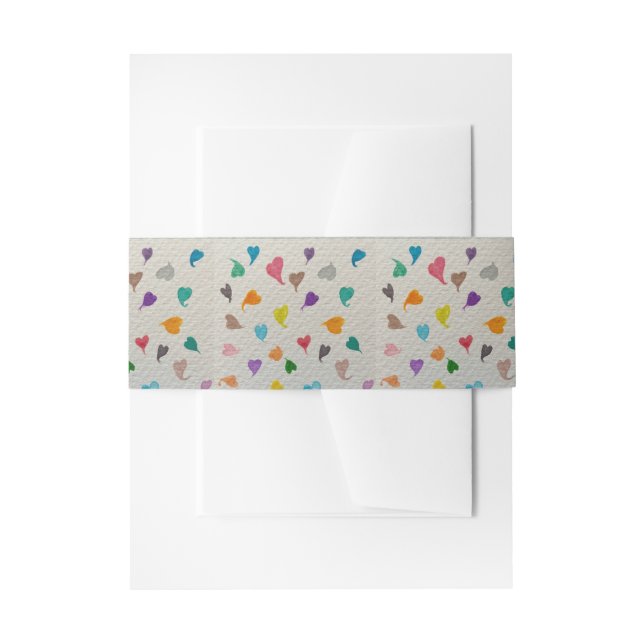 Hearts Watercolor Napkin Band (Vorderseite Beispiel)