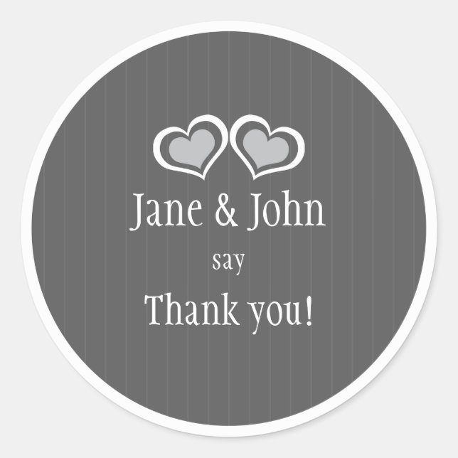 Hearts Wedding Danke Runder Aufkleber (Vorderseite)