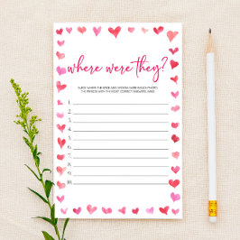 Hearts Where Were They? Bridal Shower Game Briefpapier