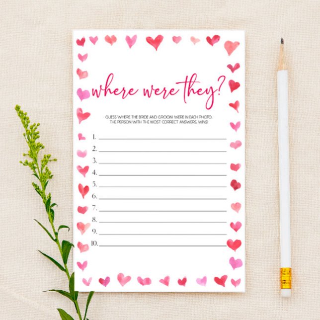 Hearts Where Were They? Bridal Shower Game  Briefpapier (Von Creator hochgeladen)