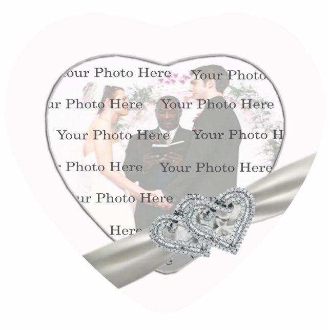 Hearts White Wedding Foto Frame Freistehende Fotoskulptur (Vorne)