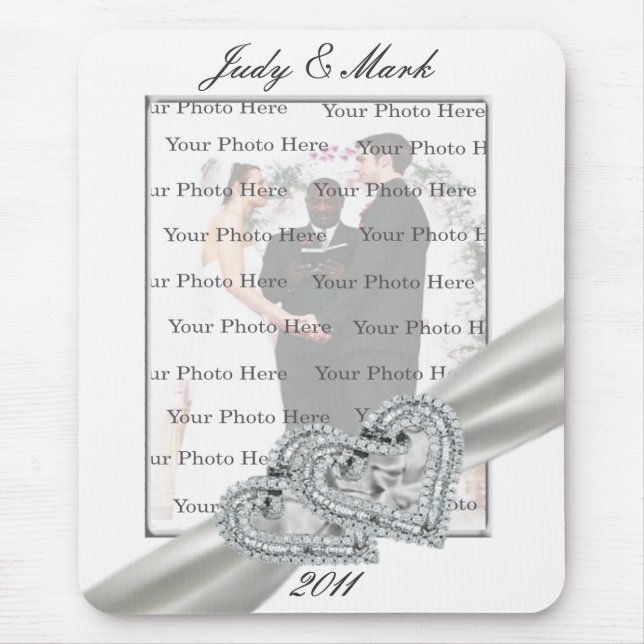 Hearts White Wedding Mouse Pad Mousepad (Vorne)