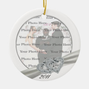 Hearts White Wedding Round Ornament