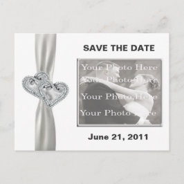 Hearts White Wedding Save the Date Postcard Ankündigungspostkarte