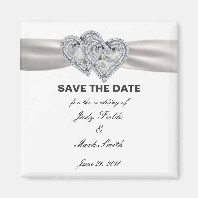 Hearts White Wedding speichert das Date Magnet (Vorne)