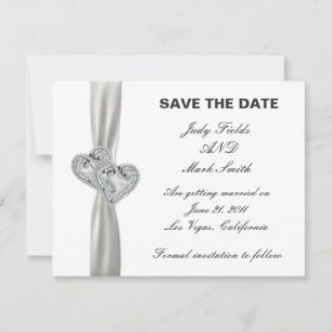 Hearts White Wedding speichert die Datumskarte Einladung