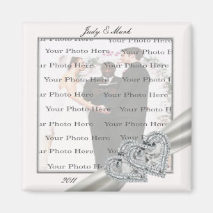 Hearts White Wedding Square Magnet