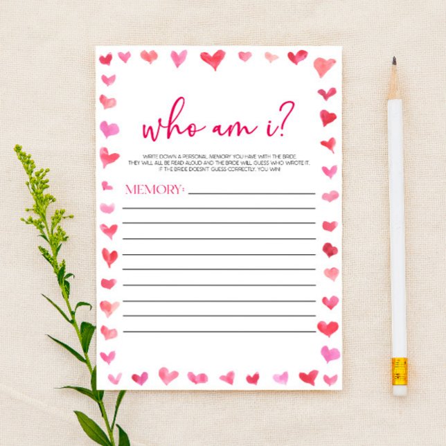 Hearts Who Am I? Bridal Shower Game  Briefpapier (Von Creator hochgeladen)