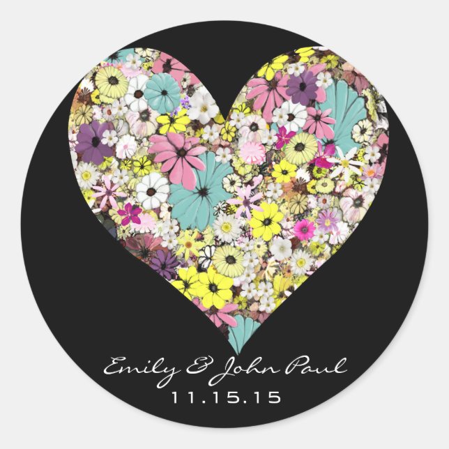 Hearts Wild Blume Wedding Save the Date Sticker (Vorderseite)