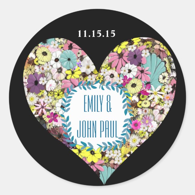 Hearts Wild Blume Wedding Save the Date Sticker (Vorderseite)