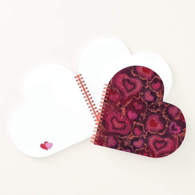 Hearts Wool Texture Romantische Liebe Valentinstag Notizbuch (Innenseite)