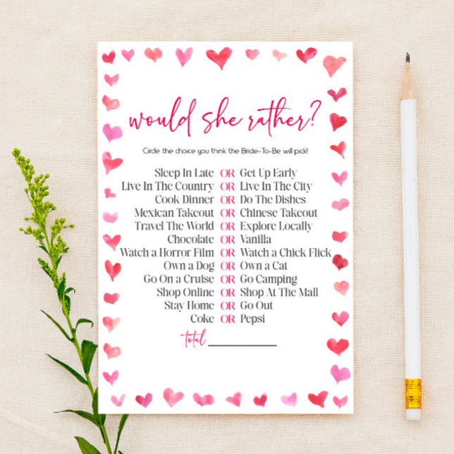 Hearts Would She Rather? Bridal Shower Game  Briefpapier (Von Creator hochgeladen)