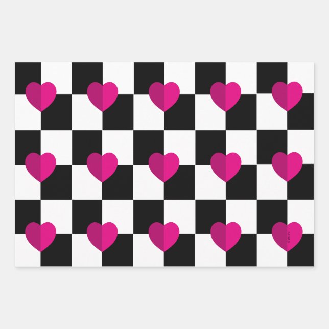 Hearts Wrapping Paper Sheets Geschenkpapier Set (Vorderseite)