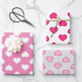 Hearts Wrapping Paper Sheets Geschenkpapier Set