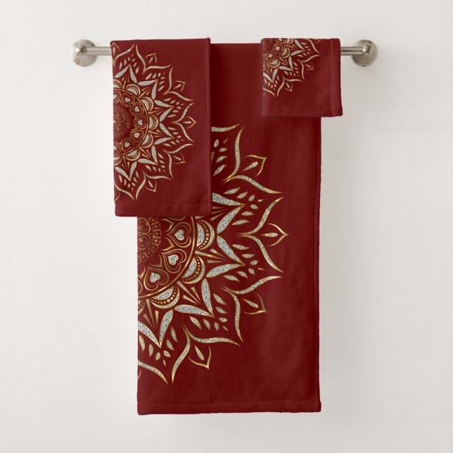 Heartsmandala Imitate Glitzer Textur Badhandtuch Set (Insitu)