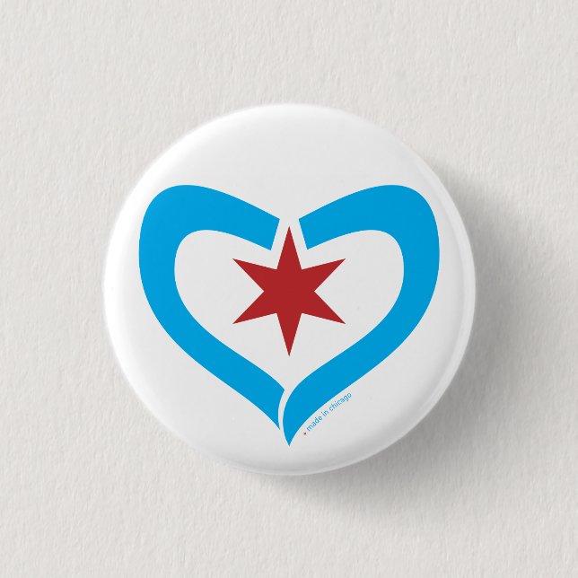 HeartStar Knopf + gemacht in Chicago Button (Vorderseite)