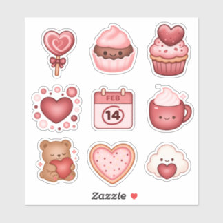 Heartstrings and Sparkles Valentines Stickers 9ct Aufkleber
