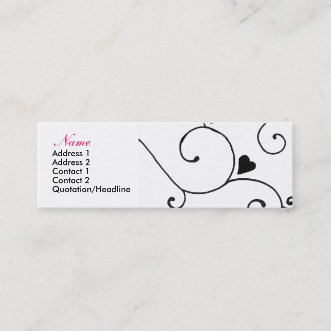 heartswirlscard mini visitenkarte (Vorderseite)