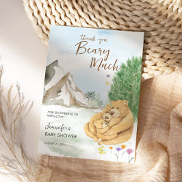 Heartwarming Beige Mountain Bear Family Beary Much Dankeskarte