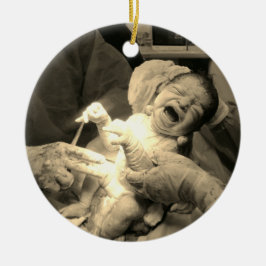 Heartwarming hospital newborn photo Christmas tree Keramik Ornament