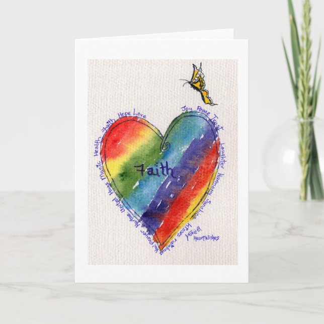 Heartwishes mit gelbem Schmetterling Karte (Vorderseite)