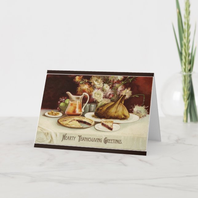 Hearty Erntedank Dinner Feiertagskarte (Vorderseite)