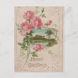 Hearty Greetings Vintage Historical Valentine Post Feiertagspostkarte