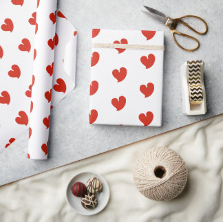 Hearty Hearts - Red and White - Wrapping Paper Geschenkpapier