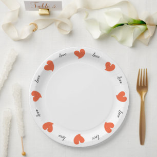Hearty Hearts Sonnenuntergangsorange - Benutzerdef Pappteller