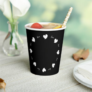 Hearty Hearts Weiß und Schwarz - Benutzerdefiniert Pappbecher