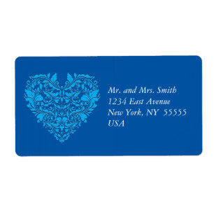 Hearty Party Cobalt Blue und Türkis Damask Herz