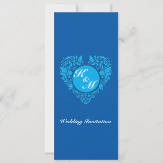 Hearty Party Cobalt Blue und Türkis Damask Herz Einladung