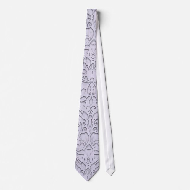 HeartyChic Lavender Leinen Damask Herz Krawatte (Vorderseite)