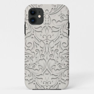 HeartyChic Natural Linen Damask Herz iPhone 11 Hülle