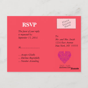 HeartyParty Himbeere und Magenta Damask Herz Postkarte