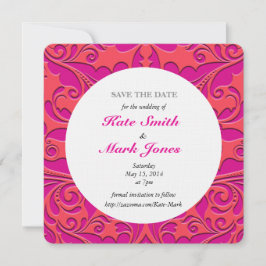 HeartyParty Himbeere und Magenta Damask Herz Save The Date