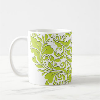HeartyParty Lime Green & White Damask Herz Kaffeetasse